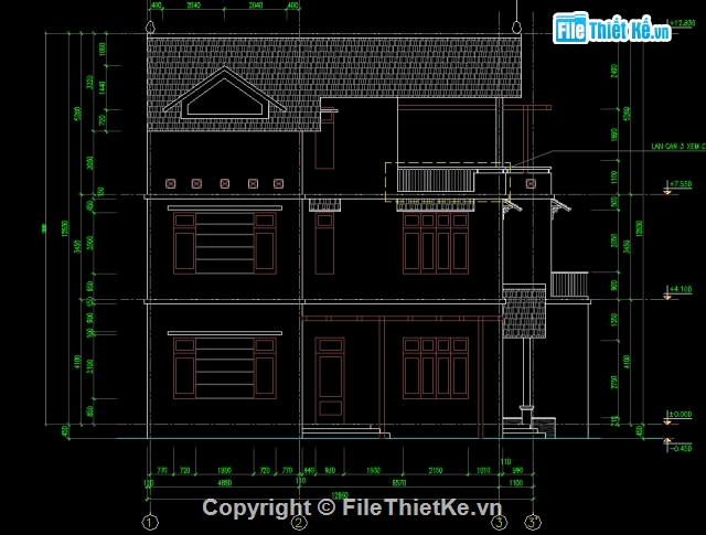 biệt thự 3 tầng,kiến trúc 3 tầng,kiến trúc biệt thự,bản vẽ biệt thự 3 tầng